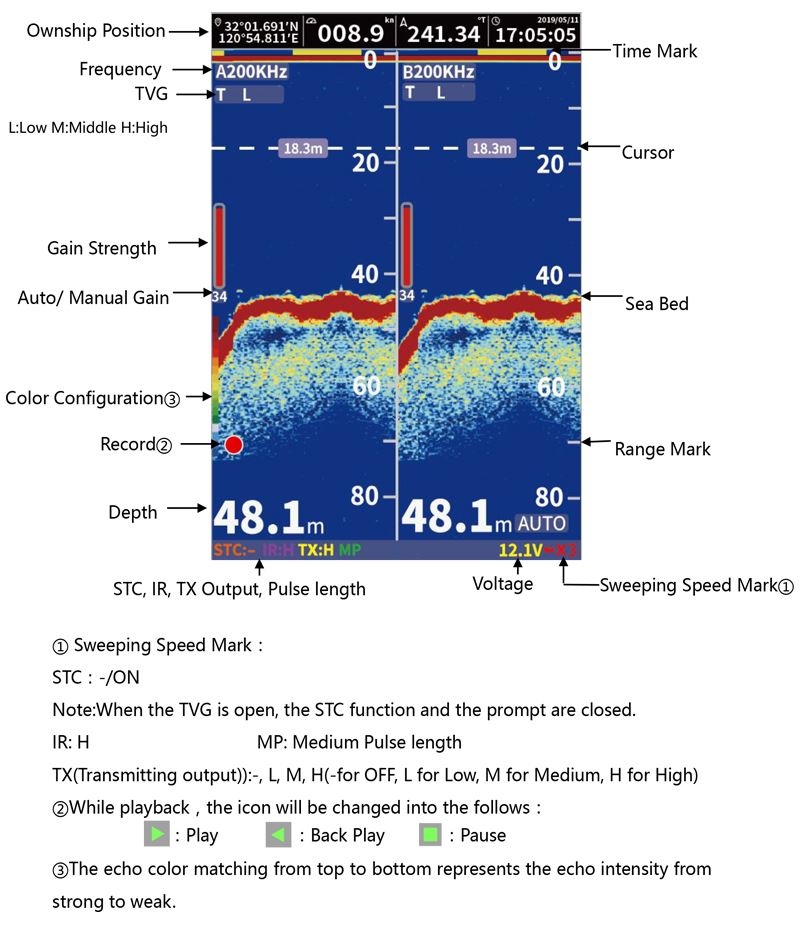 dual frequency echo sounder image